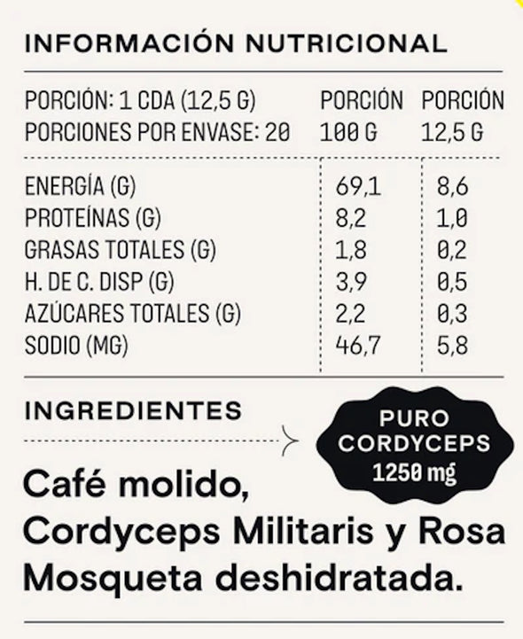 CAFÉ MOLIDO MUSH MORE CORDYCEPS-ROSA MOSQUETA(250 gr)